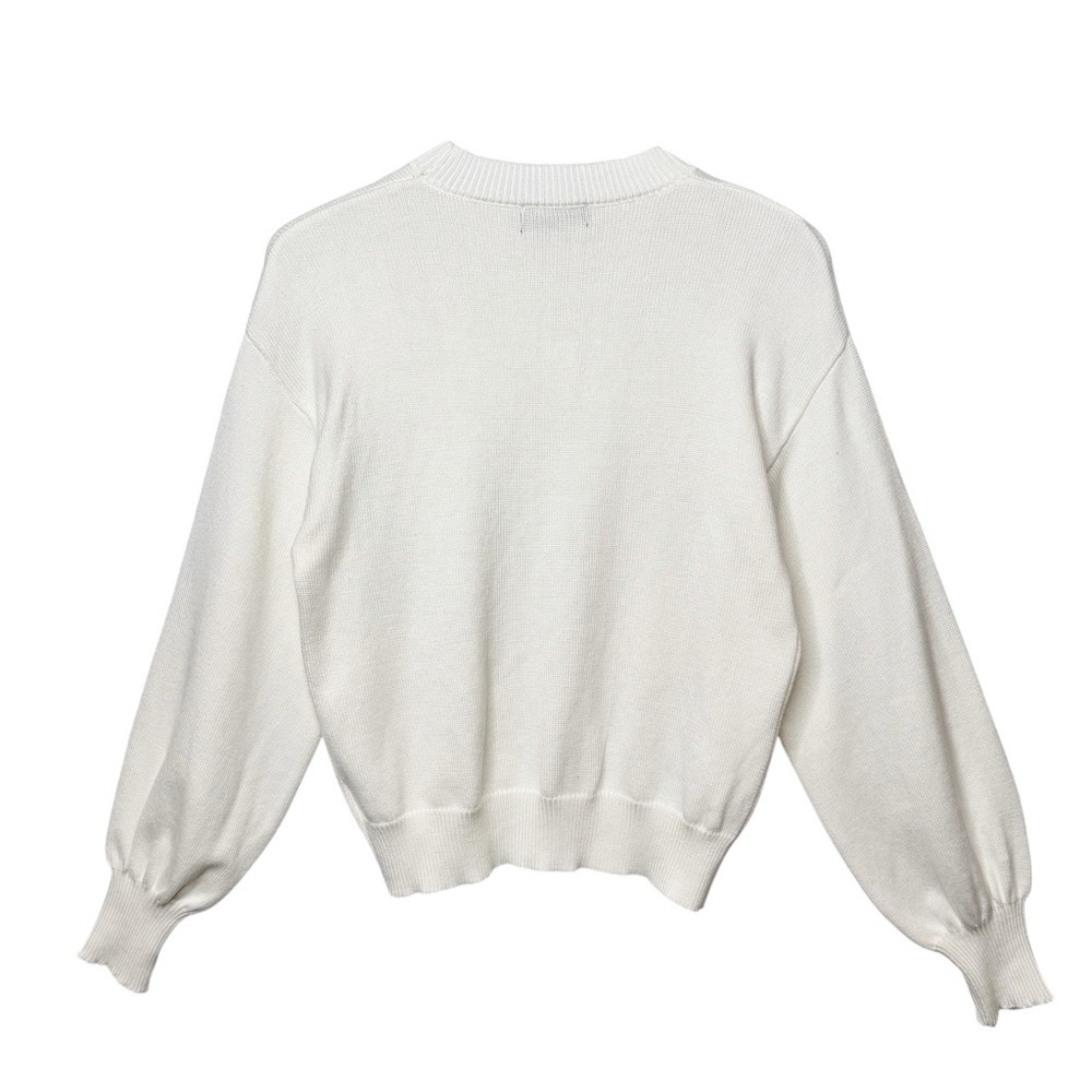NEW On Twelfth White 3D Cherry Women’s Crew Balloon Sleeve Sweater Sz S - Picture 9 of 11